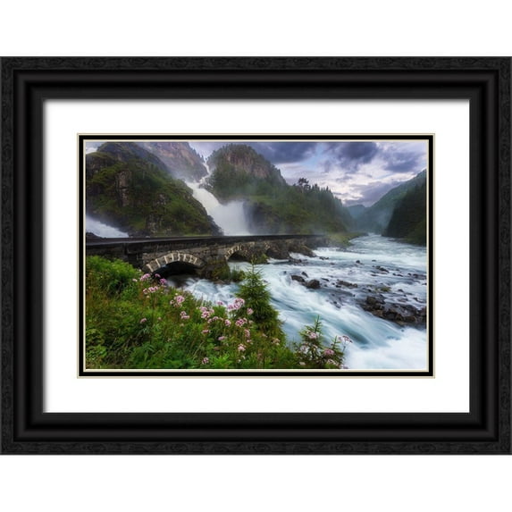 Bjorkqvist, Arvid 32x23 Black Ornate Wood Framed with Double Matting Museum Art Print Titled - Laytefossen