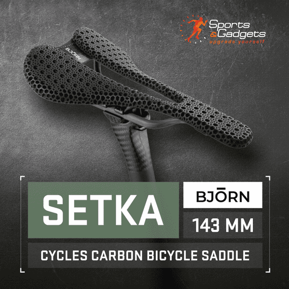 Bjorn Cycles Carbon Fiber Bicycle Saddle with 3D Printed Pad Setka Seat 155mm
