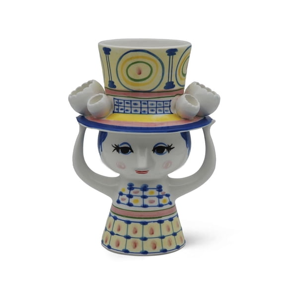 Bjrn Wiinblad Vase Lady with Hat Blue