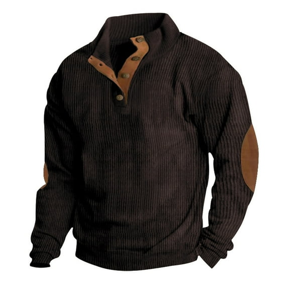 Bjutir 2024 Winter Mens Sweatshirts Fashion Casual Solid Color Long Sleeve Thicken Knitted Sweater With Half Zip Men Pullover Tops Brown Size S