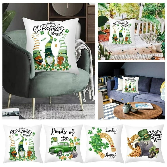 Bjutir 4Pcs St Patricks Day Pillow Covers 18X18 Inch Linen Throw Pillowcases For For Couch Holiday Home Decorations