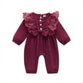 thumbnail image 1 of Bjutir Baby Girls Long Sleeve Solid Bow Romper Jumpsuit For 6-12 Months, 1 of 1