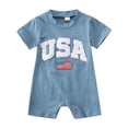 thumbnail image 1 of Bjutir Baby Toddler Bodysuit Boys Girls Short Sleeve Independence Day 4Th Of July Romper Jumpsuit Blue 0-3 Months, 1 of 6