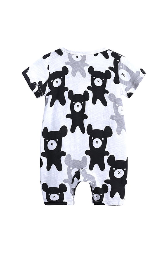 Baby Toddler Bodysuit Kids Clothes Boys Print Cartoon Summer Jumpsuit Romper Outfit Boys Romper&Jumpsuit Black 12-18 Months