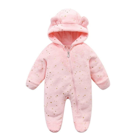 Bjutir Baby Toddler Boys Girls Jumpsuit Christmas Snowsuit Romper Warm Coat Pink Size 9-12 Months