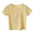 thumbnail image 1 of Bjutir Baby Toddler Girls Tops Children Summer T Shirt Short Sleeve Round Neck Solid Color Top Casual Going For 4-5 Years, 1 of 5