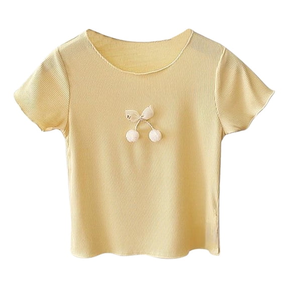 Bjutir Baby Toddler Girls Tops Children Summer T Shirt Short Sleeve Round Neck Solid Color Top Casual Going For 4-5 Years