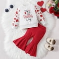 thumbnail image 1 of Bjutir Baby Toddler Valentines Day Outfit Girls Long Sleeve Letter Prints T Shirt Pullover Tops Bell Bottoms Pants Outfits For 18M, 1 of 6