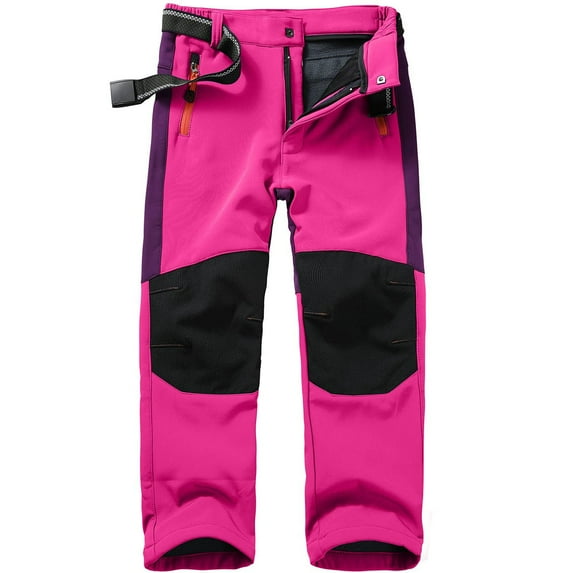 Bjutir Boy Pants Softshell Ski Trousers Lined Cargo Trousers Thermal Trousers Girls Snow Trousers Winter Outdoor Trousers Hiking Trousers Kids Trousers,Pink,5-6 Years