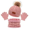 thumbnail image 1 of Bjutir Boys Girls Hats Scarves Gloves Three Piece Set Autumn Winter Warm Baby Hats Scarves Gloves Suit Light Pink, 1 of 3