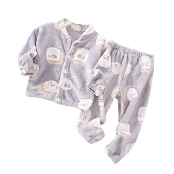 Bjutir Boys Girls Pajama Sets Toddler Winter Long Sleeve Cartoon Sleepwear Pajamas Button Tops Pants 2Pcs Outfits Clothes Set