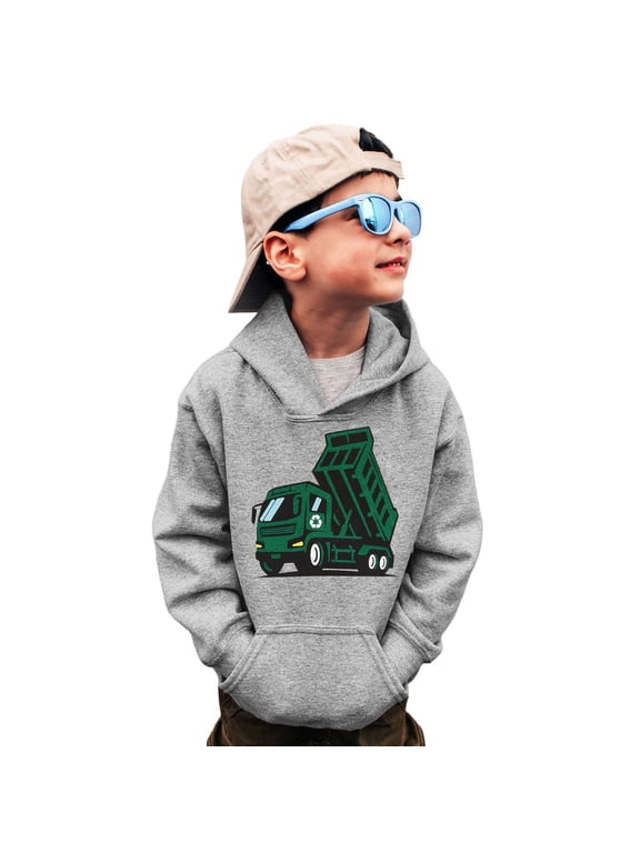 Boys Hoodies Cartoon Car Print Pullover Tops Soft Hooded Sweatshirt Going Out Hoody Size 3-10 Years, Grey