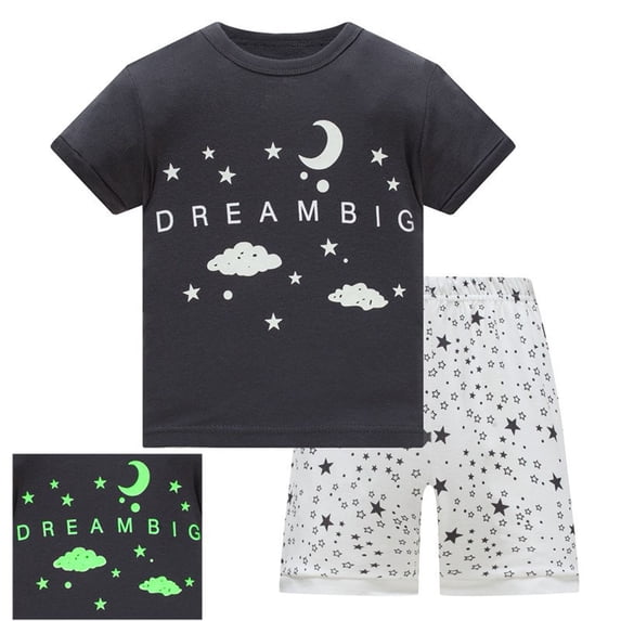 Bjutir Boys Outfit Set Letter Print Short Sleeve Crew Neck Shirt With Star Print Shorts Set Summer Outdoor Breathable Toddler Kids Boys Outfit Size 3-4 Years Black