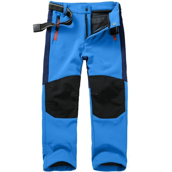 Bjutir Boys Ski Pants Lined Cargo Trousers Thermal Trousers Boys Girls Snow Pants Winter Outdoor Hiking Trousers Blue Size 12-13 Years