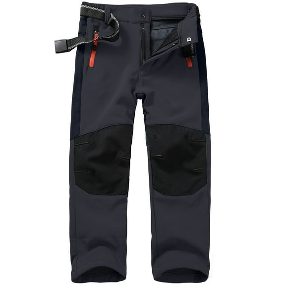 Bjutir Boys Ski Pants Lined Cargo Trousers Thermal Trousers Boys Girls Snow Pants Winter Outdoor Hiking Trousers Grey Size 12-13 Years