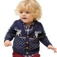 thumbnail image 1 of Bjutir Boys Tops Toddler Unisex Baby Button Cotton Coat Deer Christmas Cardigan Sweater Long Sleeve Crew Neck Cute Print Boy Shirts,Blue,2-3 Years, 1 of 6