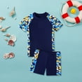 thumbnail image 1 of Bjutir Cartoon Print Swimsuit For Boys Breathable Swimsuit Short Sleeved Shorts Two Piece Set 9-11 Years, 1 of 7