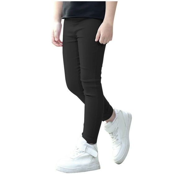 Bjutir Casual Pants For Kids Toddler Girls Stretch Pencil Skinny Pants Elastic Waist Trouser Bottoms Black 9-10 Years