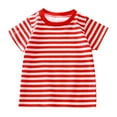thumbnail image 1 of Bjutir Casual T Shirts For Boys Girls Summer Childrens Short Sleeved Striped T Shirt Pure Cotton Top Baby Base Shirt Red 4-5 Years, 1 of 7