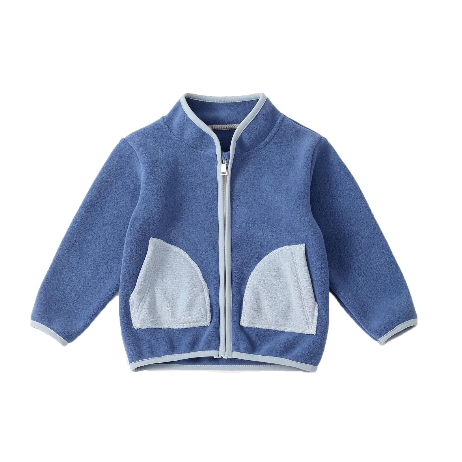 Bjutir Children Winter Coat Fall Color Contrast Zipper Fuzzy Coat Baby