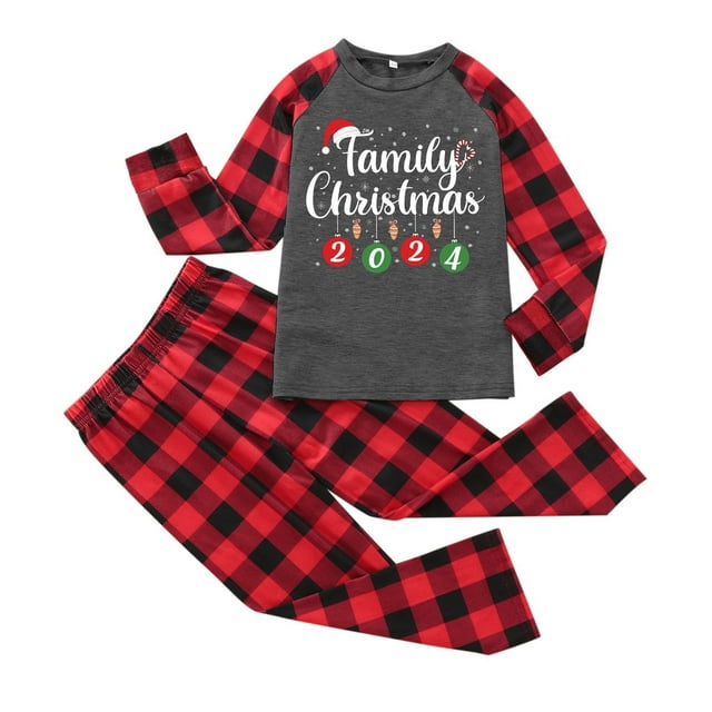 Bjutir Christmas Family Pajamas Matching Sets Cute Plaid Long Sleeve