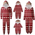 thumbnail image 1 of Bjutir Christmas Family Pajamas Matching Sets Womens Christmas Print Long Sleeve Hooded Jumpsuit Pajamas Warm Soft Winter Loungewear,Red,Size M, 1 of 9