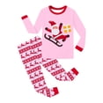 thumbnail image 1 of Bjutir Christmas Pajamas Set For Girls Santa Claus Print Crewneck Tops And Pants Pjs Set Cozy Bedtime Wear Long Sleeve Outfits Size 2-10 Years, Pink, 1 of 4