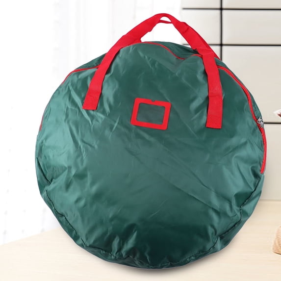 Bjutir Christmas Wreath Ornament Storage Bag Round Shape Ornament Storage Box With Handles Zippers Large Container Holiday And Seasonal Wreath Storage Boxes Green 20*90Cm