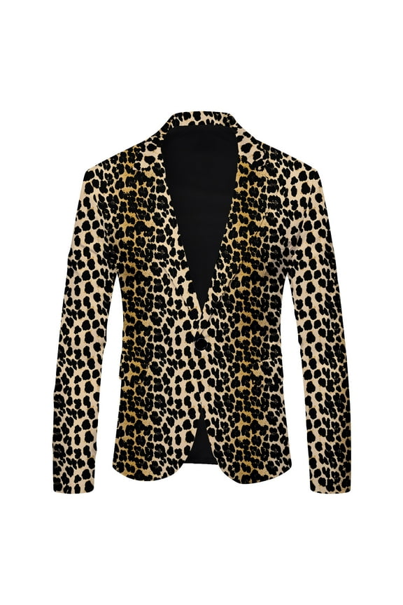 Coats For Men 2023 New Polka Dot Leopard Print Casual British Fashion Slim Fit Suit Men'S Jacket