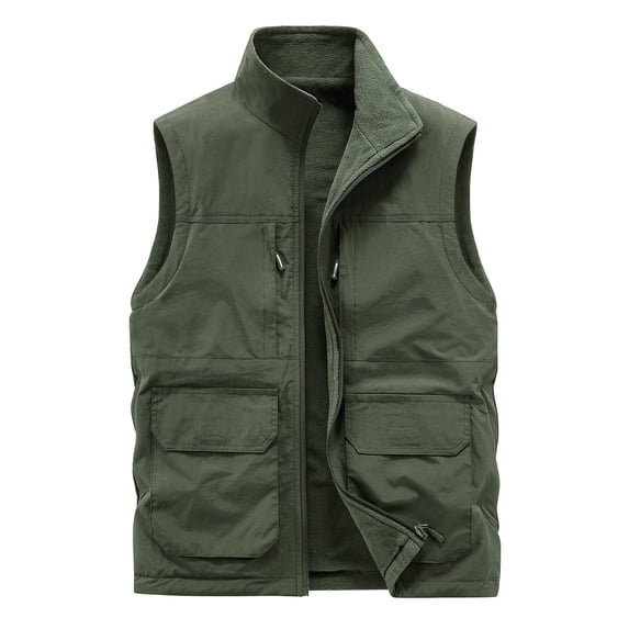 Bjutir Coats For Men Loose Fit Double Lined Workwear Neck Vest