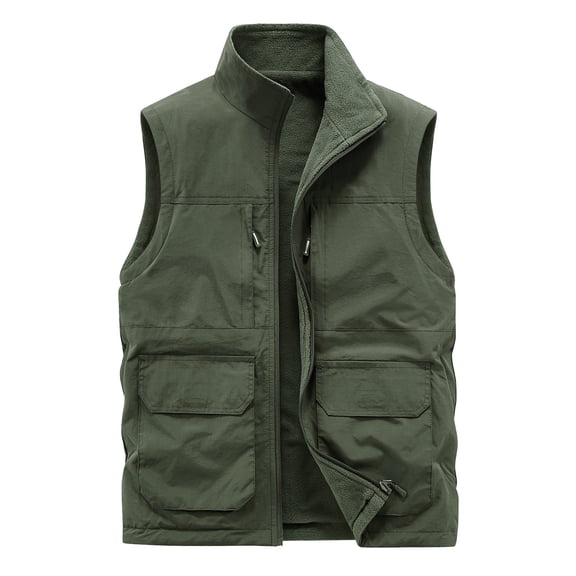 Bjutir Coats For Men Loose Fit Double Lined Workwear Neck Vest