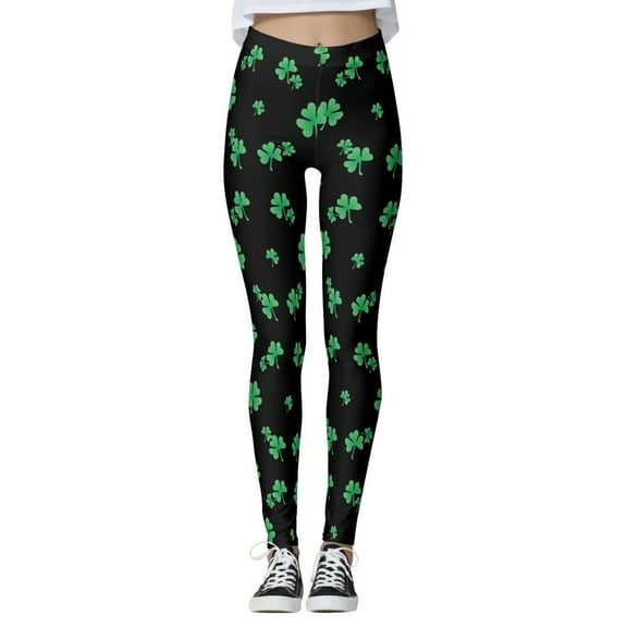 Bjutir Compression Leggings For Women St Patricks Day Print Women'S Paddy Stripes Good Luck Green Pants Print Leggings Pants For Yoga Running Pilates Gym