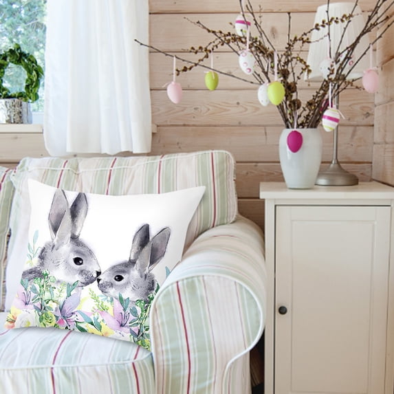 Bjutir Cute Bunny Cushion Cover For Easter Decoration Pillow Cover Rabbit Pillow Case