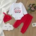 thumbnail image 1 of Bjutir Cute Toddler Baby Bodysuits Set Boys Girls Valentine'S Day Long Sleeve Letter Printed Romper Bodysuits Pants Hat Outfits For 3 Months, 1 of 7