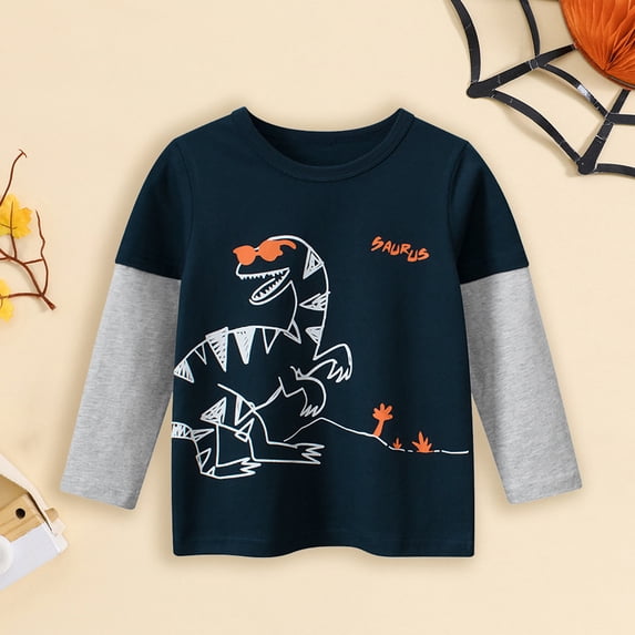 Bjutir Cute Tops For Toddler Baby Boys Girls Long Sleeve Cartoon Dinosaur Prints Shirt Tops Fall Winter Clothes
