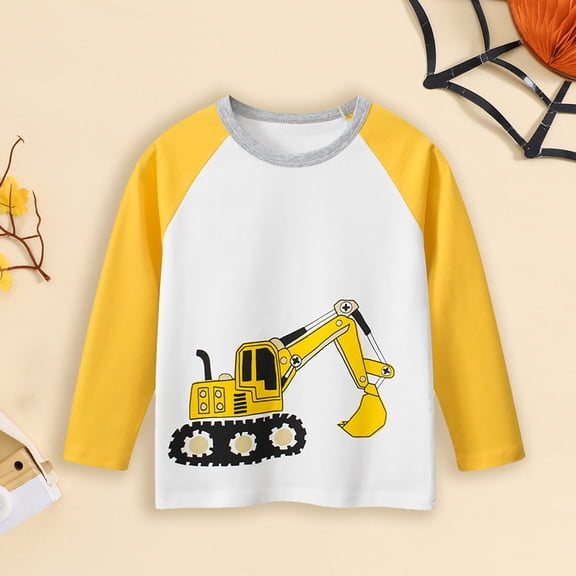 Bjutir Cute Tops For Toddler Baby Boys Girls Long Sleeve Cartoon Truck Prints Shirt Tops Fall Winter Clothes