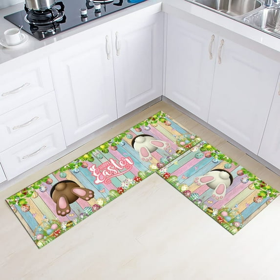 Bjutir Doormat Easter Kitchen Rugs And Mats Set Of 2 Cushioned Fatigue Kitchen Floor Mat Non Kitchen Rug Set Comfort Standing Mats