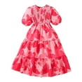 thumbnail image 1 of Bjutir Dress For Girls Summer Sweet Sleeve Print For Kids Girls Dresses Red Size 7-8 Years, 1 of 3