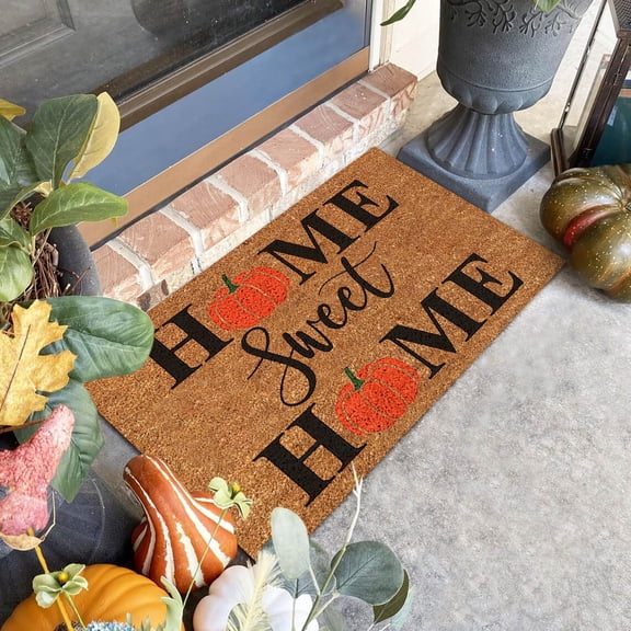 Bjutir Fall Door Mat Decoration Thanksgiving Pumpkin Mat Holiday Mat Welcome Door Mat Polyester Door Mat