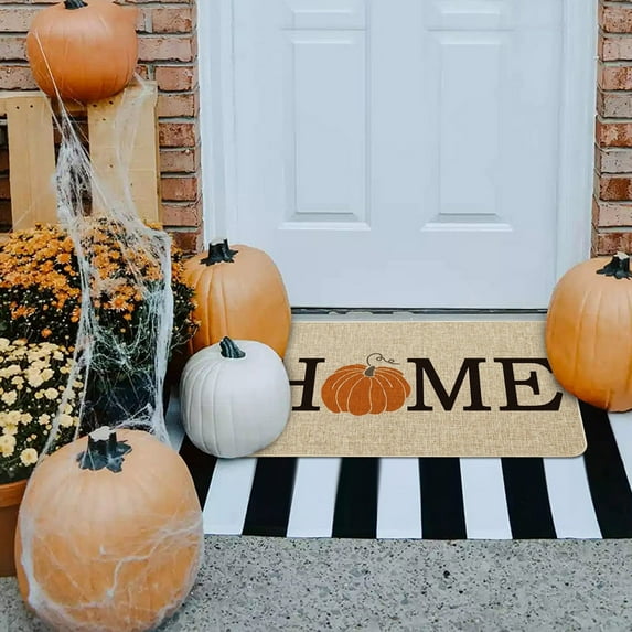 Bjutir Fall Door Mat Decoration Welcome Door Mat Pumpkin Floor Mat Seasonal Thanksgiving Indoor Outdoor Entrance Mat Decor Floor Mat