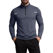 Bjutir Fall Shirts For Men Long Sleeve Solid Color Half Zip Muscle Shirts Soft Sports Workout Clothes Size M-xxl Grey
