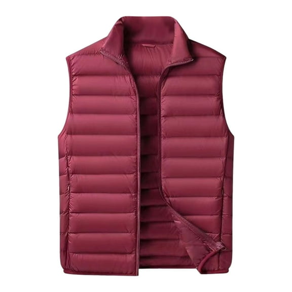 Bjutir Fall Winter Mens Light Down Vest Slim Solid Color Sleeveless Tops Warm Coat