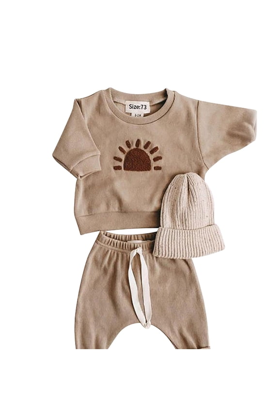 Fall Winter Outfit Set For Kids Outfits For Toddler Girl Boy Sun Rainbow Print Long Sleeve Top And Long Pants Set Toddler Sweatsuits