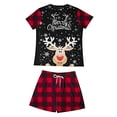 thumbnail image 1 of Bjutir Family Christmas Pajamas Matching Sets 2025 Kids Christmas Pajamas Reindeer Snowflake Print Pajama Set Short Sleeve Sleepwear With Red Plaid Skirt With Pockets,Red,Size 9-10 Years, 1 of 6