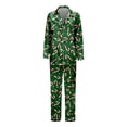 thumbnail image 1 of Bjutir Family Pajamas Matching Sets Womens Xmas Pajamas Silk Satin Print Lapel Long Sleeve Sleepwear Casual Fashion Winter Nightwear Outfit,Green,Size Xxl, 1 of 8