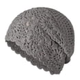 thumbnail image 1 of Bjutir Fashion Hats Women Cotton Crochet Slouchy Hat Handmade Knit Summer Floral Cap Grey, 1 of 4