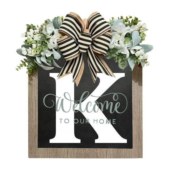 Bjutir Front Door Wreath Front Door 26 Letter Farmhouse Wreath With Wreath Bow Spring Wreaths For Front Door Outside Hanger Decor