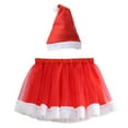 thumbnail image 1 of Bjutir Girl Dress Kids Christmas Dance Party Tulle Skirt Ballet Skirts Hat Set Long Sleeve Crew Neck Cute Print Girls Dresses,Red,2-4 Years, 1 of 4