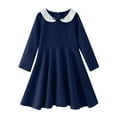 thumbnail image 1 of Bjutir Girl Dress Kids Toddler Baby Spring Summer Print Ruffle Long Sleeve Princess Long Sleeve Crew Neck Cute Print Girls Dresses,Navy,5-6 Years, 1 of 9