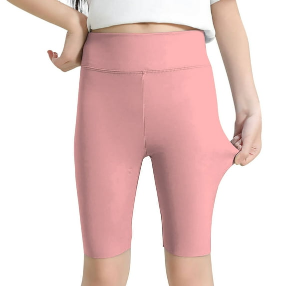 Bjutir Girl Pants Girls Athletic Shorts Leggings Dance Running Yoga Shorts Workout Dance Tights Fifth Shorts Kids Trousers,Pink,10-12 Years